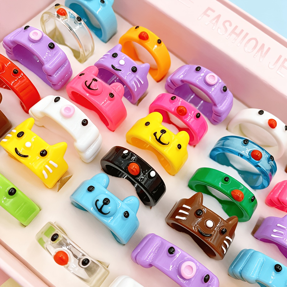 15pc Cute Cartoon Pet Animal Ring Set for Women, Fun Accessories